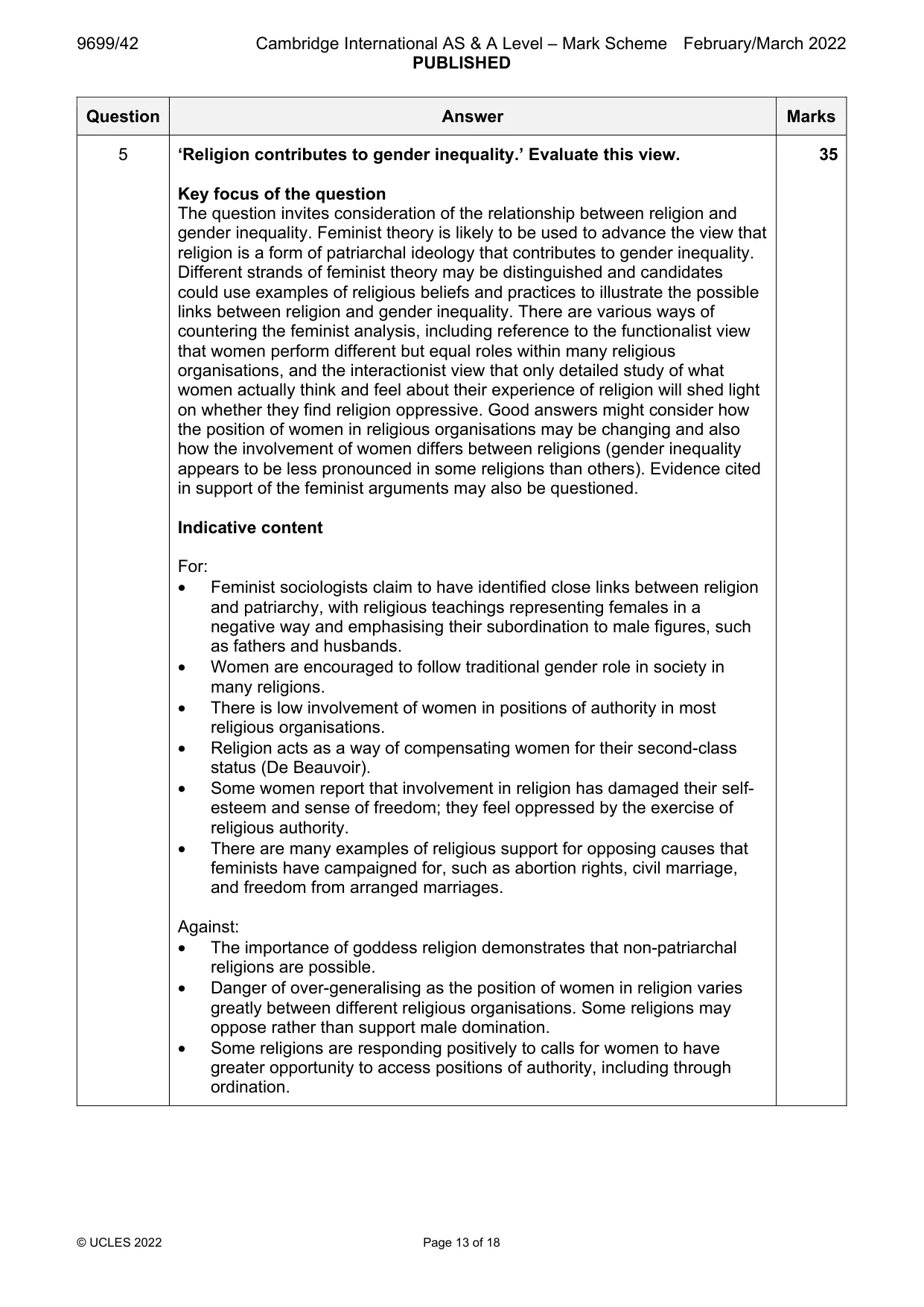 Mark scheme, page 13 of 18