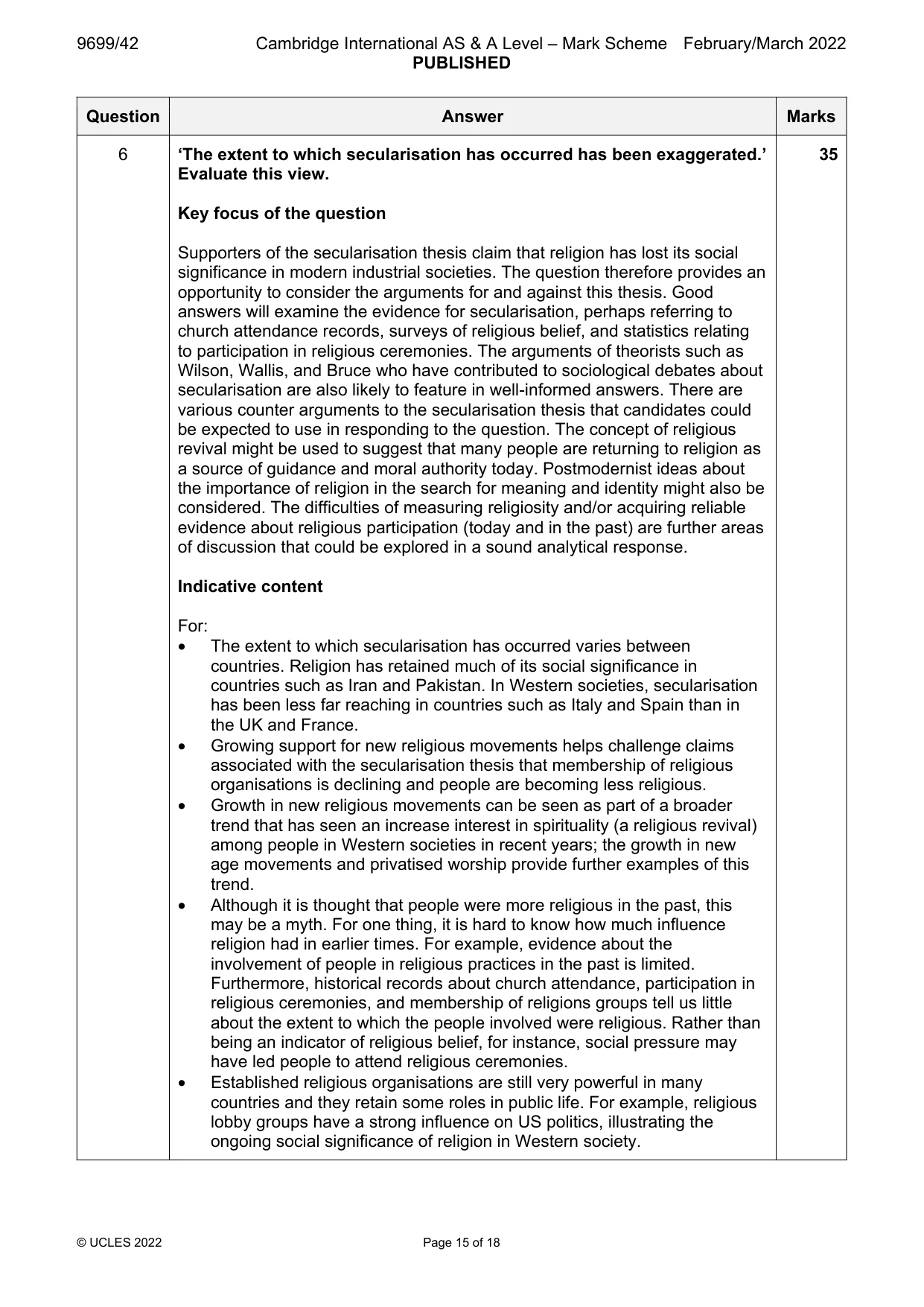 Mark scheme, page 15 of 18
