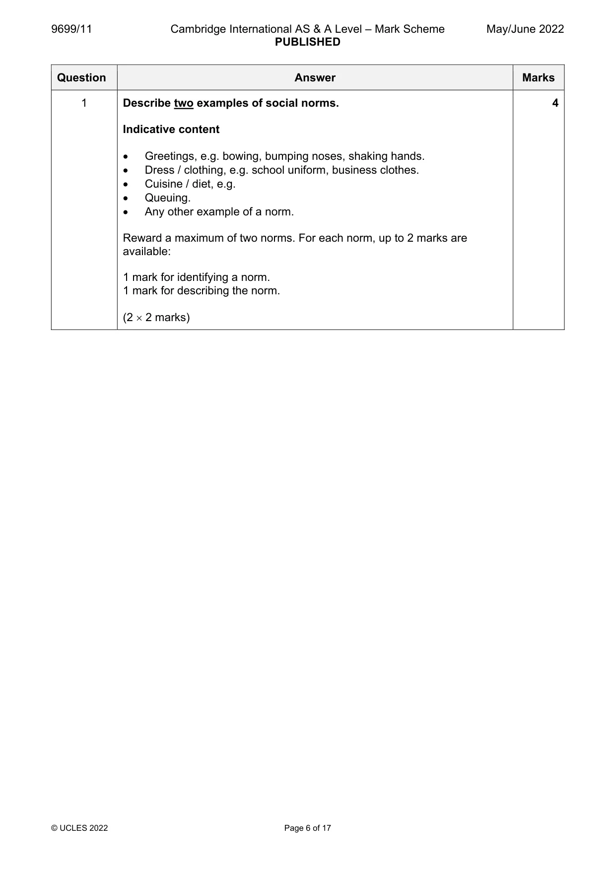 Mark scheme, page 6 of 17
