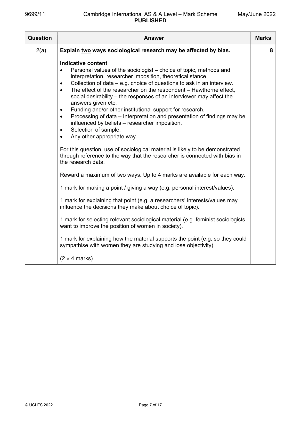 Mark scheme, page 7 of 17