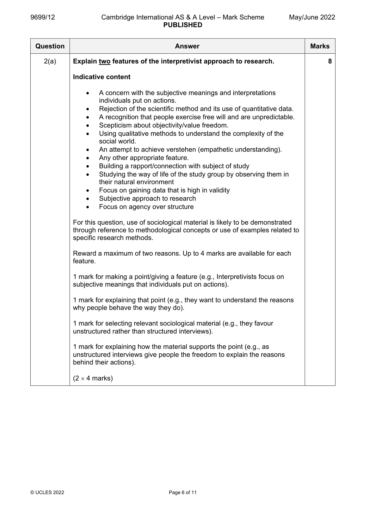 Mark scheme, page 6 of 11