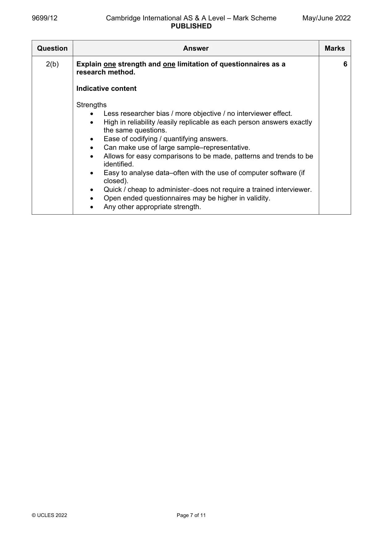 Mark scheme, page 7 of 11