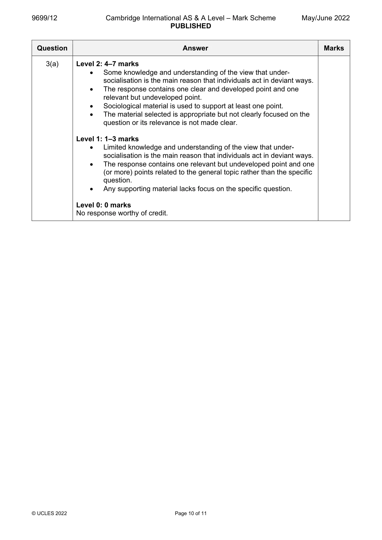 Mark scheme, page 10 of 11