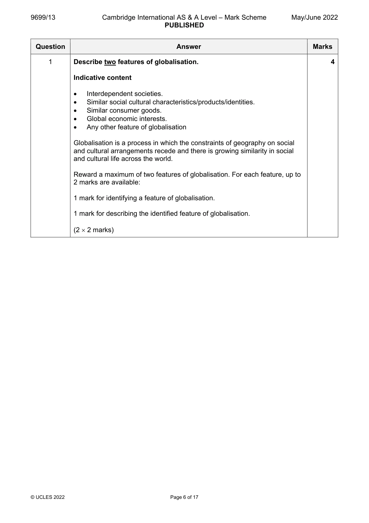 Mark scheme, page 6 of 17
