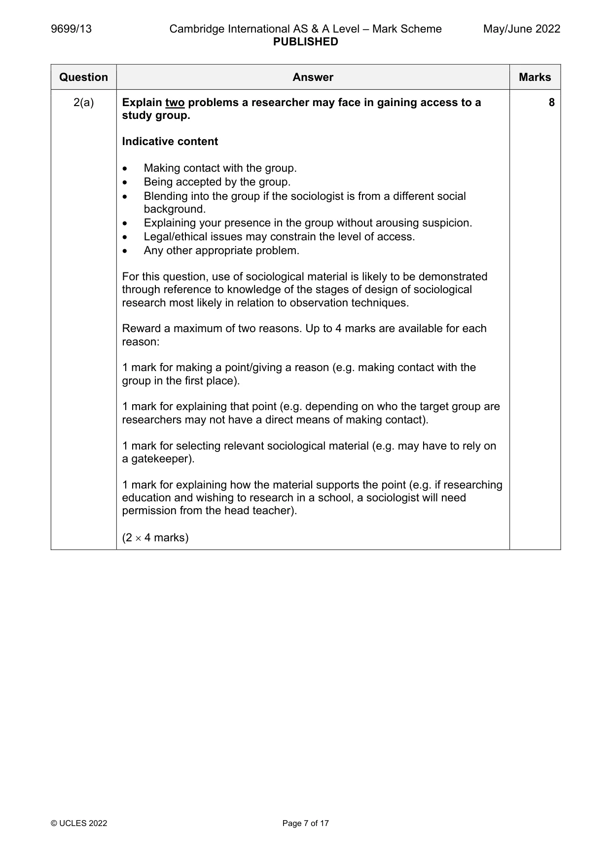 Mark scheme, page 7 of 17