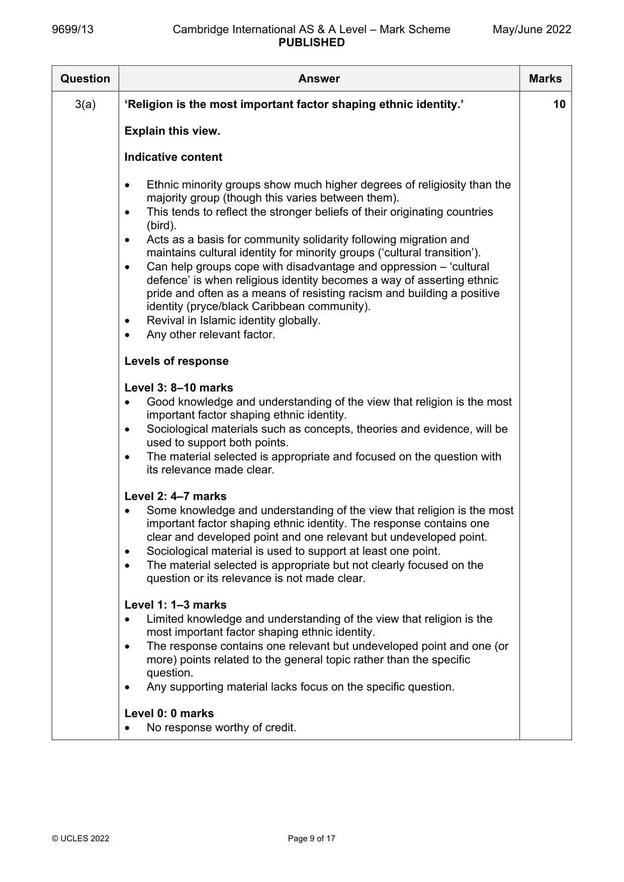 Mark scheme, page 9 of 17