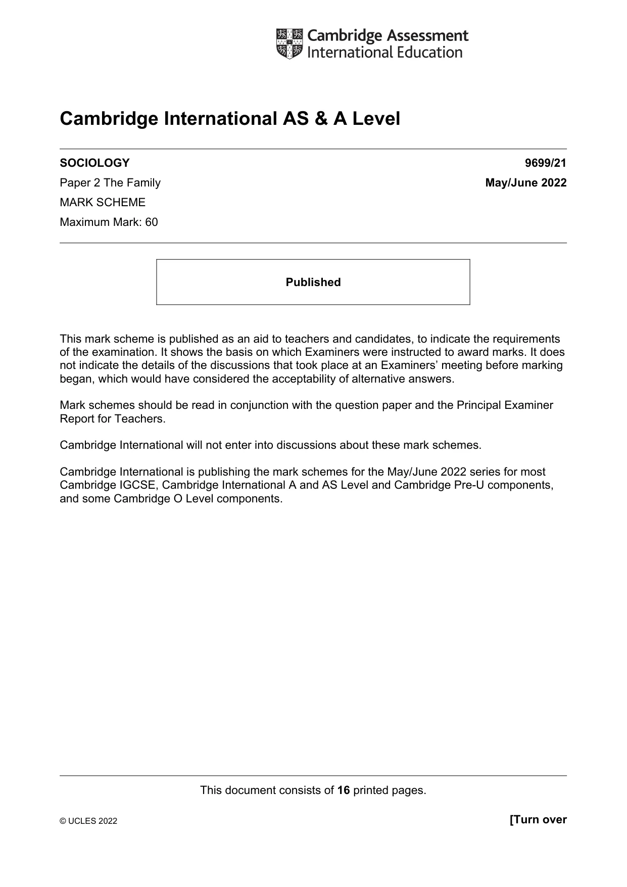 Mark scheme, page 1 of 16