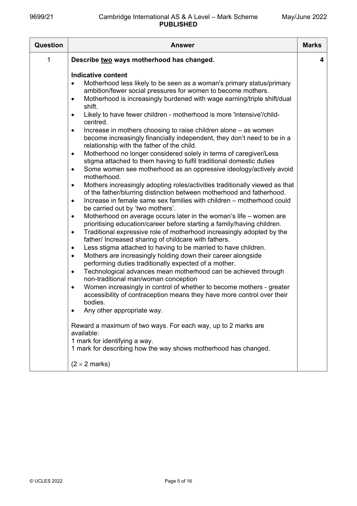 Mark scheme, page 5 of 16