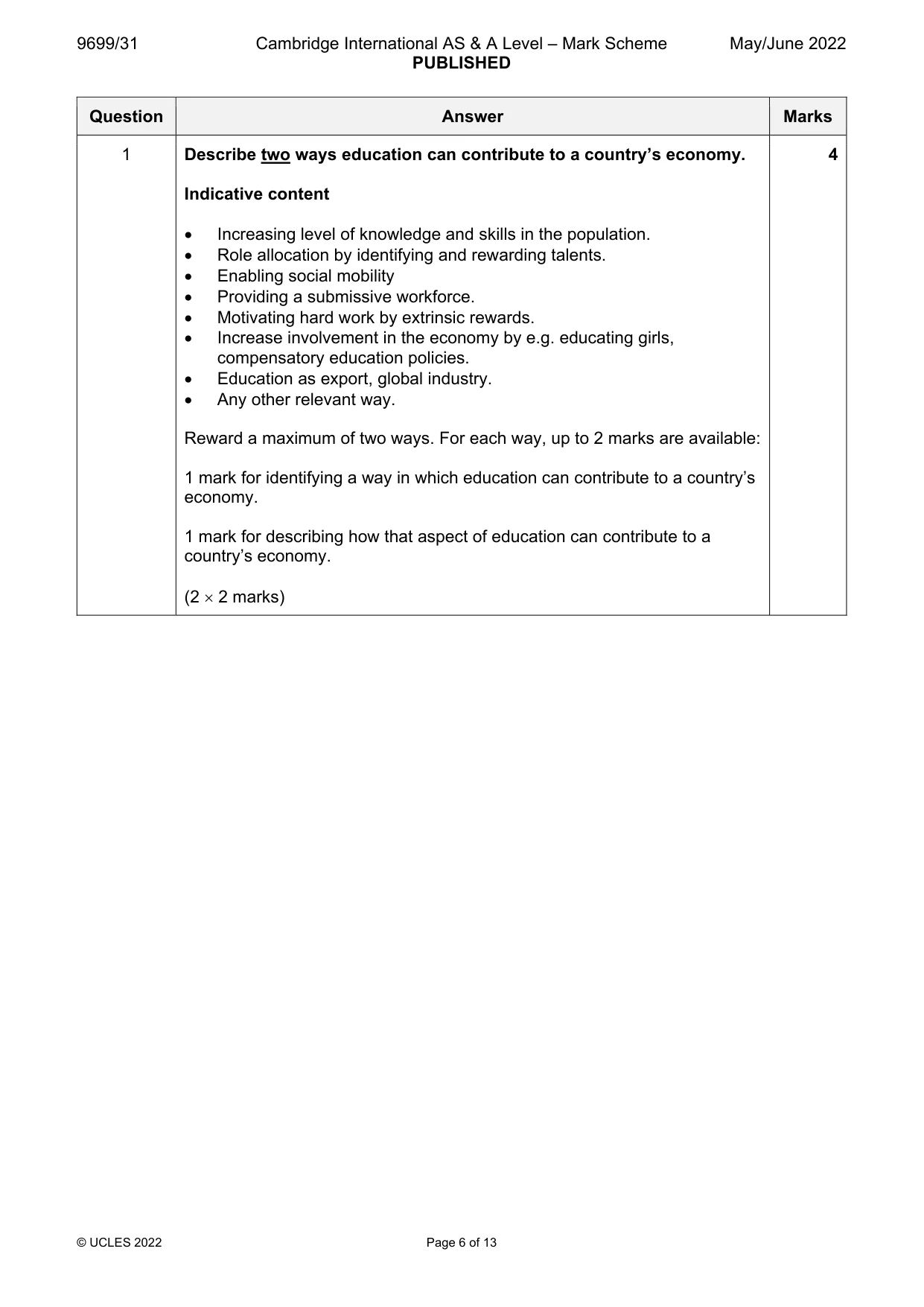 Mark scheme, page 6 of 13