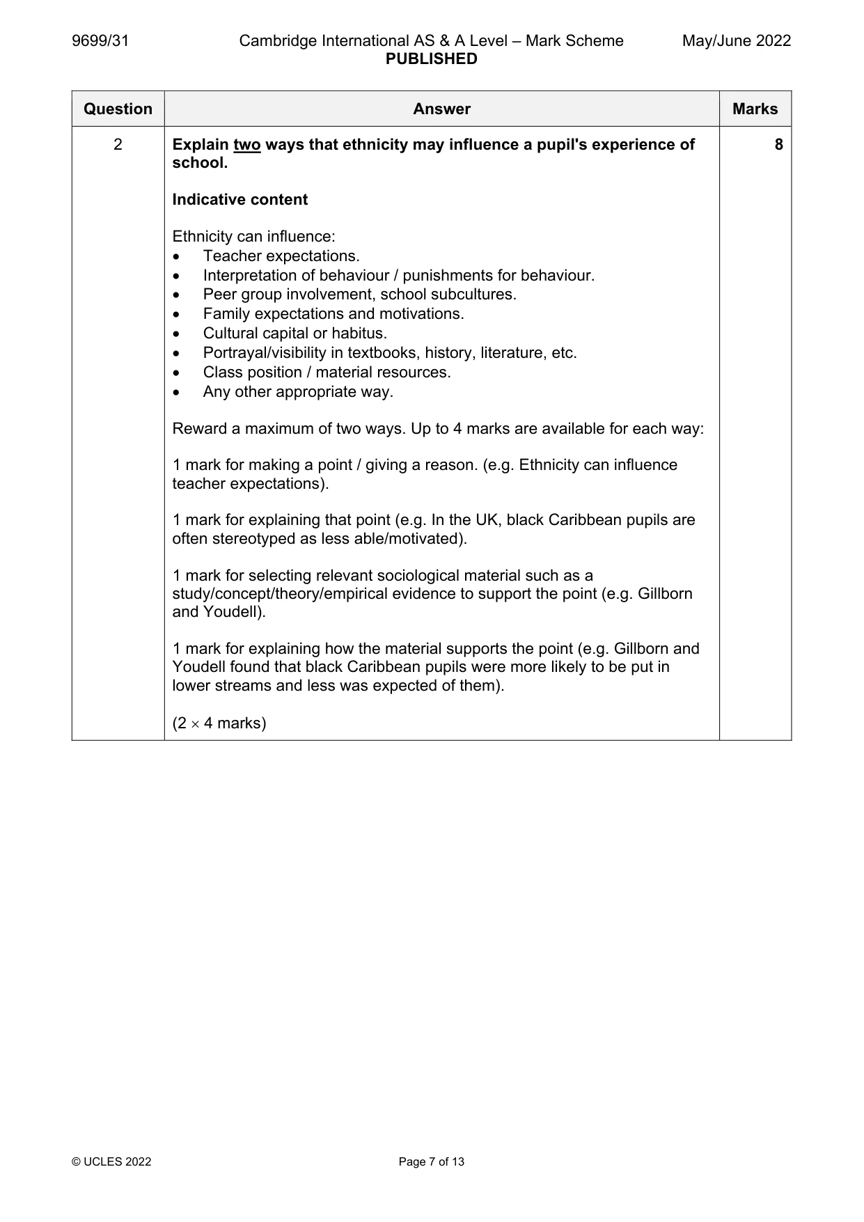 Mark scheme, page 7 of 13