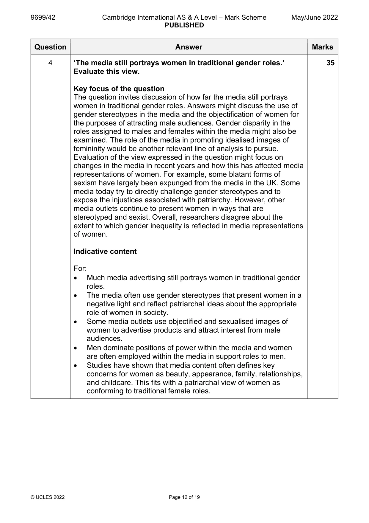 Mark scheme, page 12 of 19