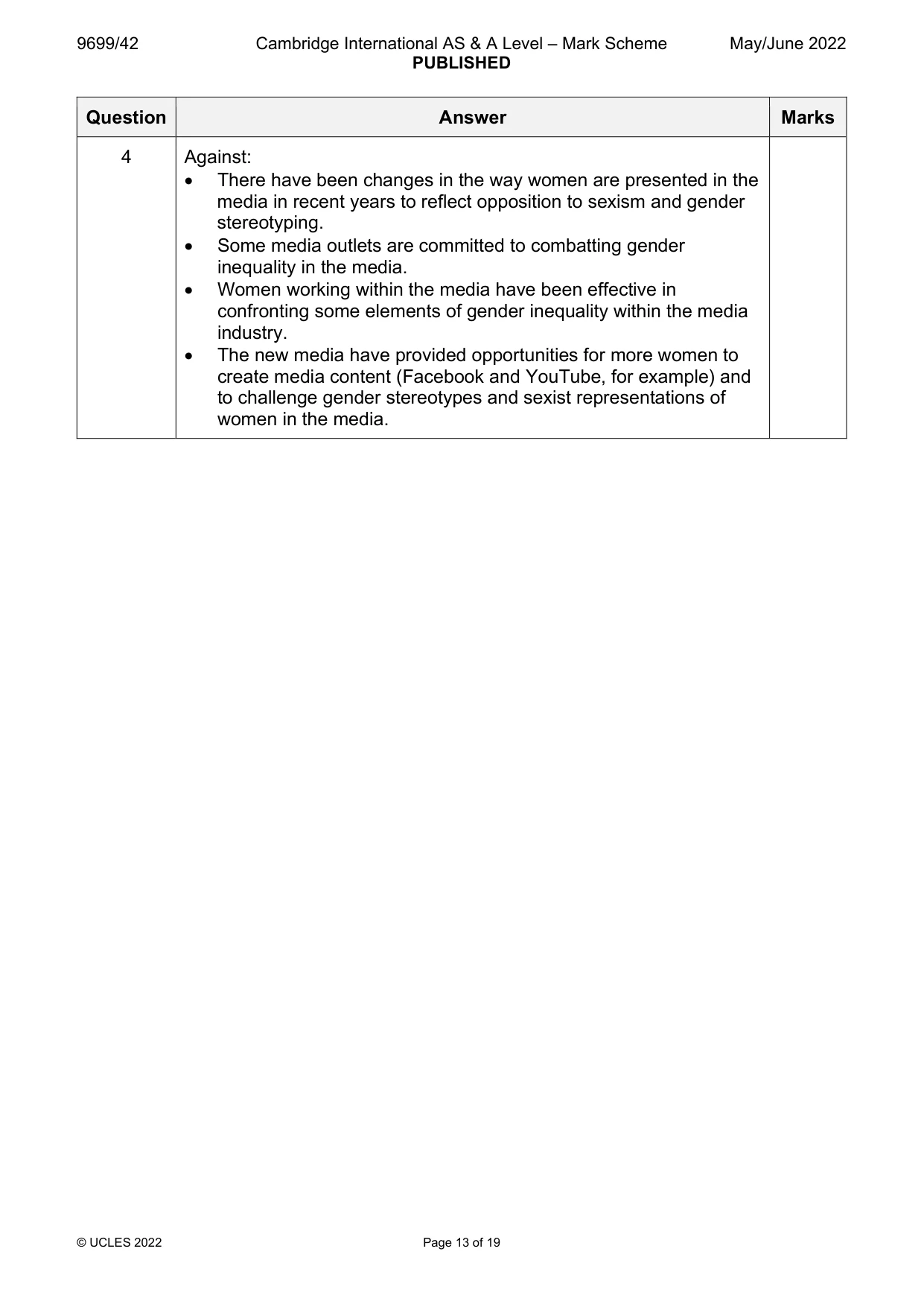 Mark scheme, page 13 of 19