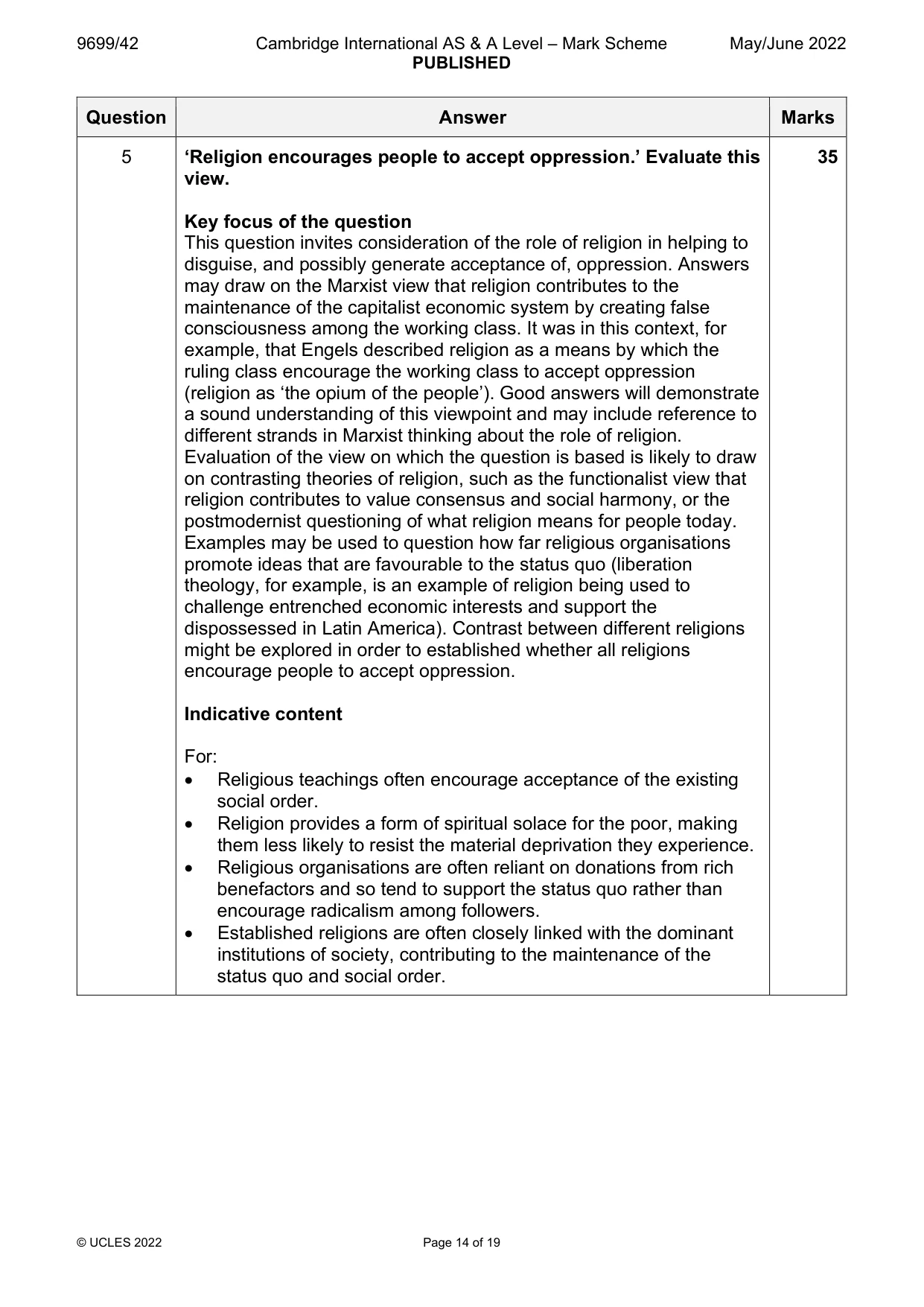 Mark scheme, page 14 of 19