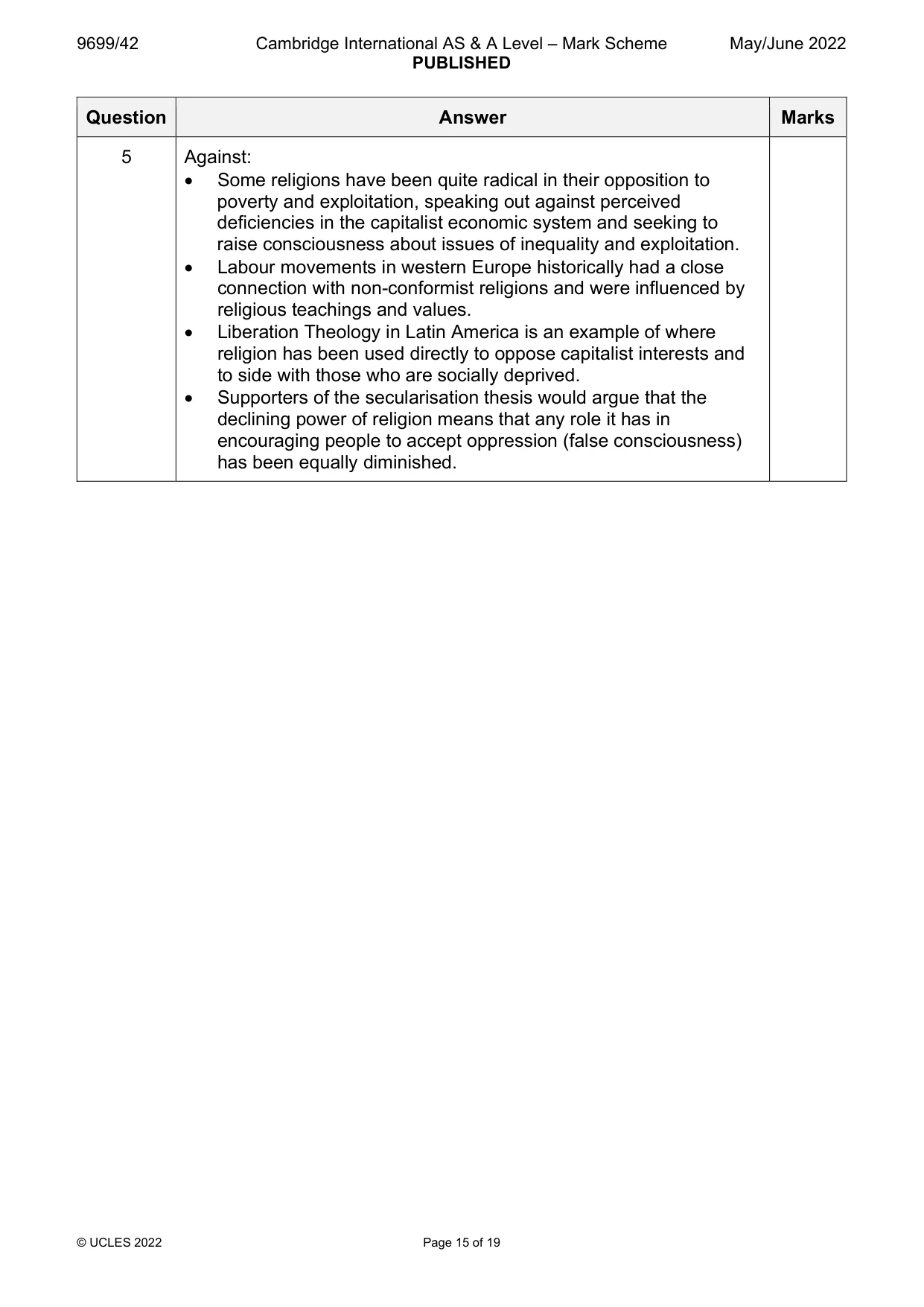 Mark scheme, page 15 of 19