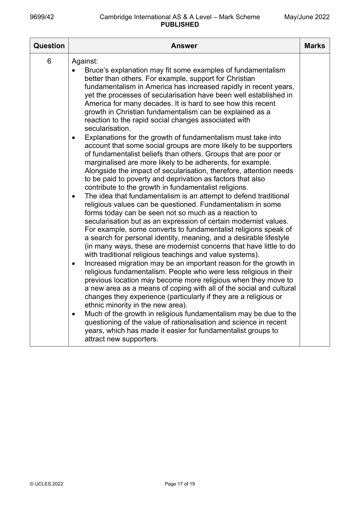 Mark scheme, page 17 of 19