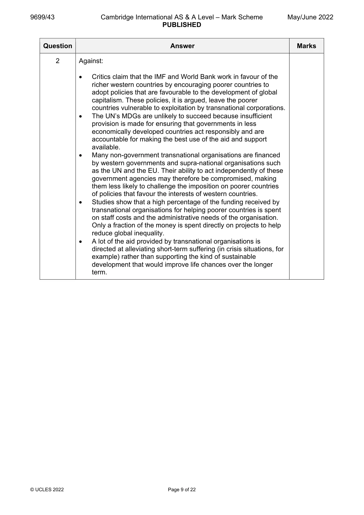 Mark scheme, page 9 of 22