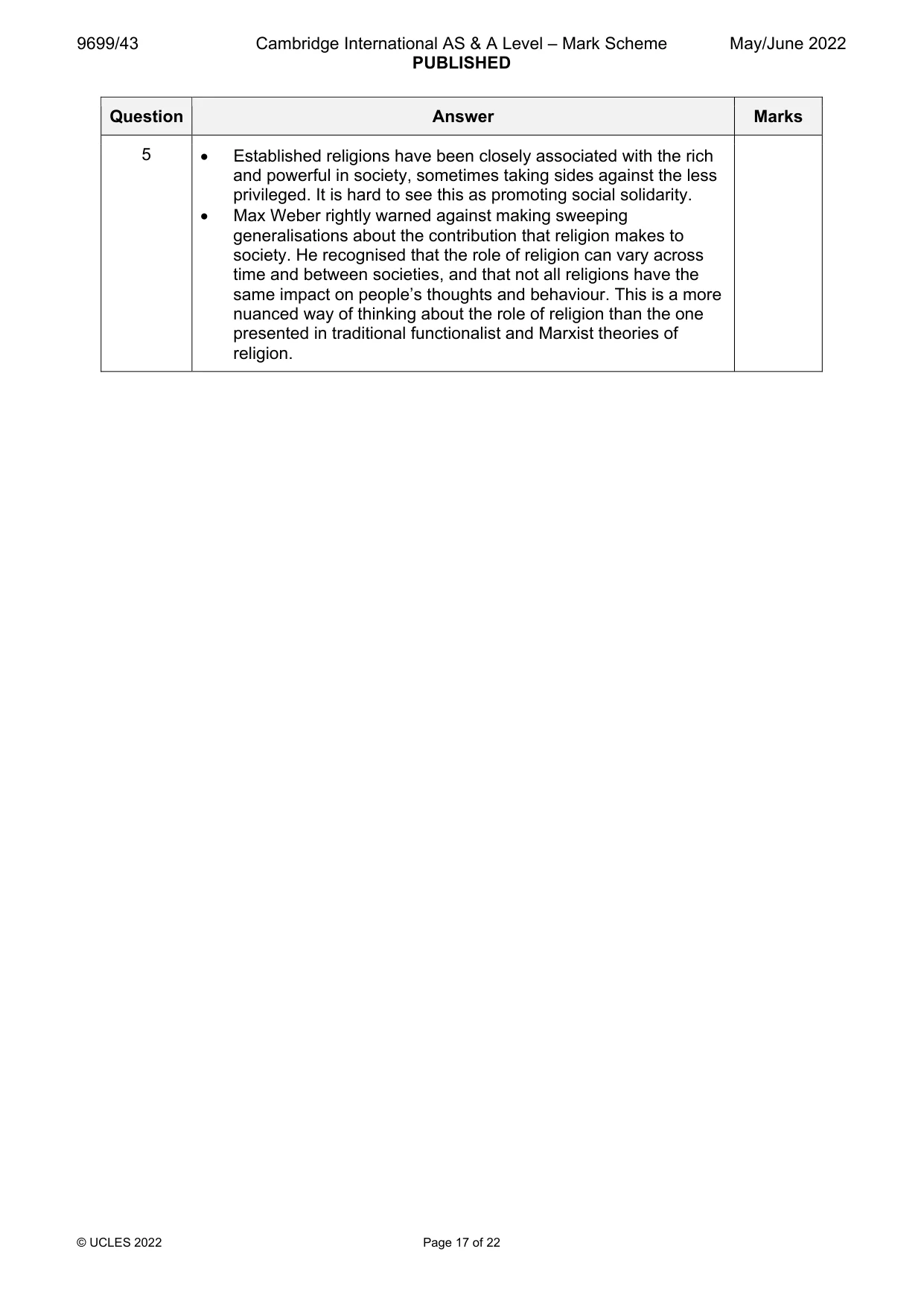 Mark scheme, page 17 of 22