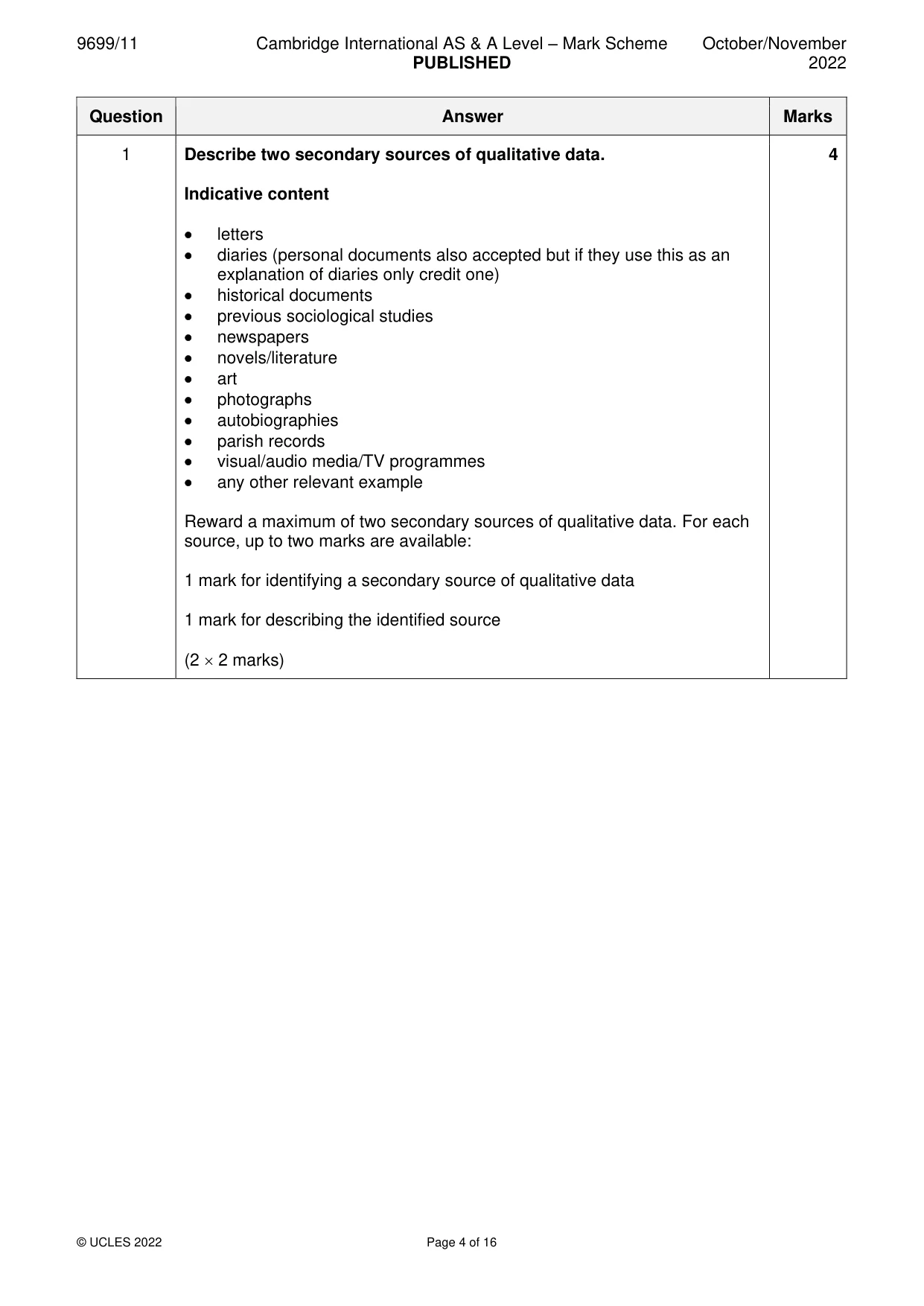 Mark scheme, page 4 of 16
