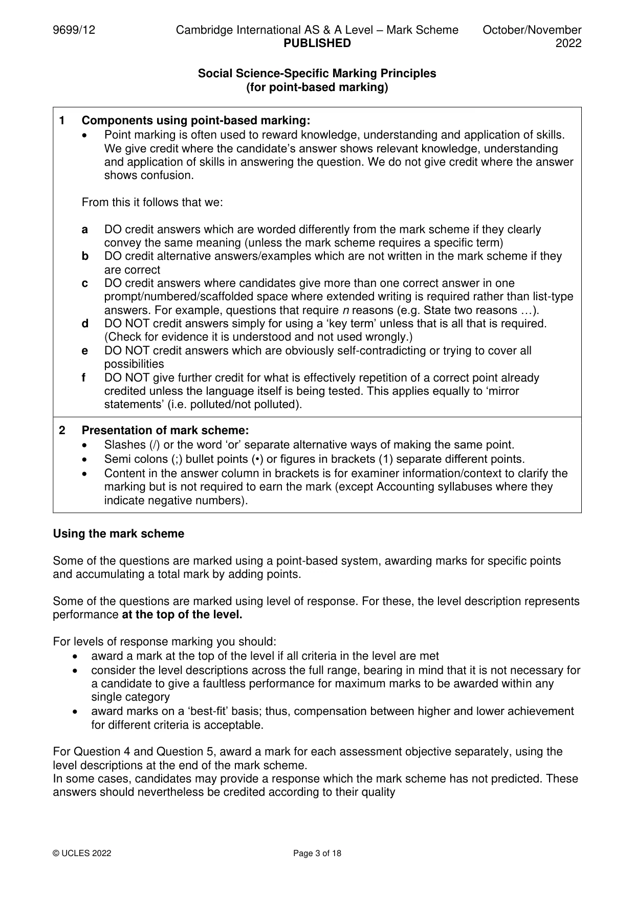 Mark scheme, page 3 of 18