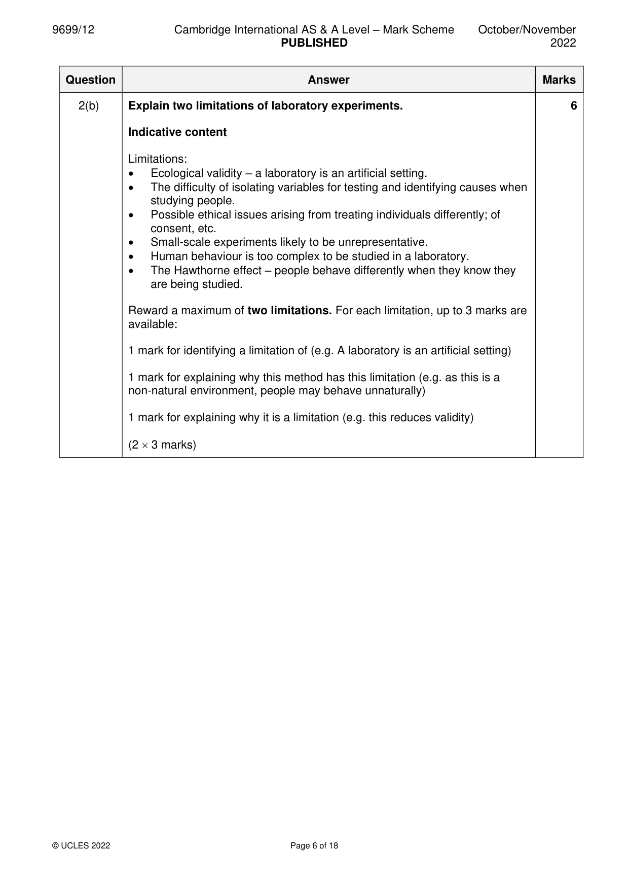 Mark scheme, page 6 of 18