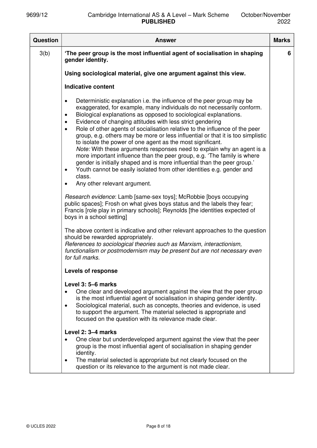 Mark scheme, page 8 of 18