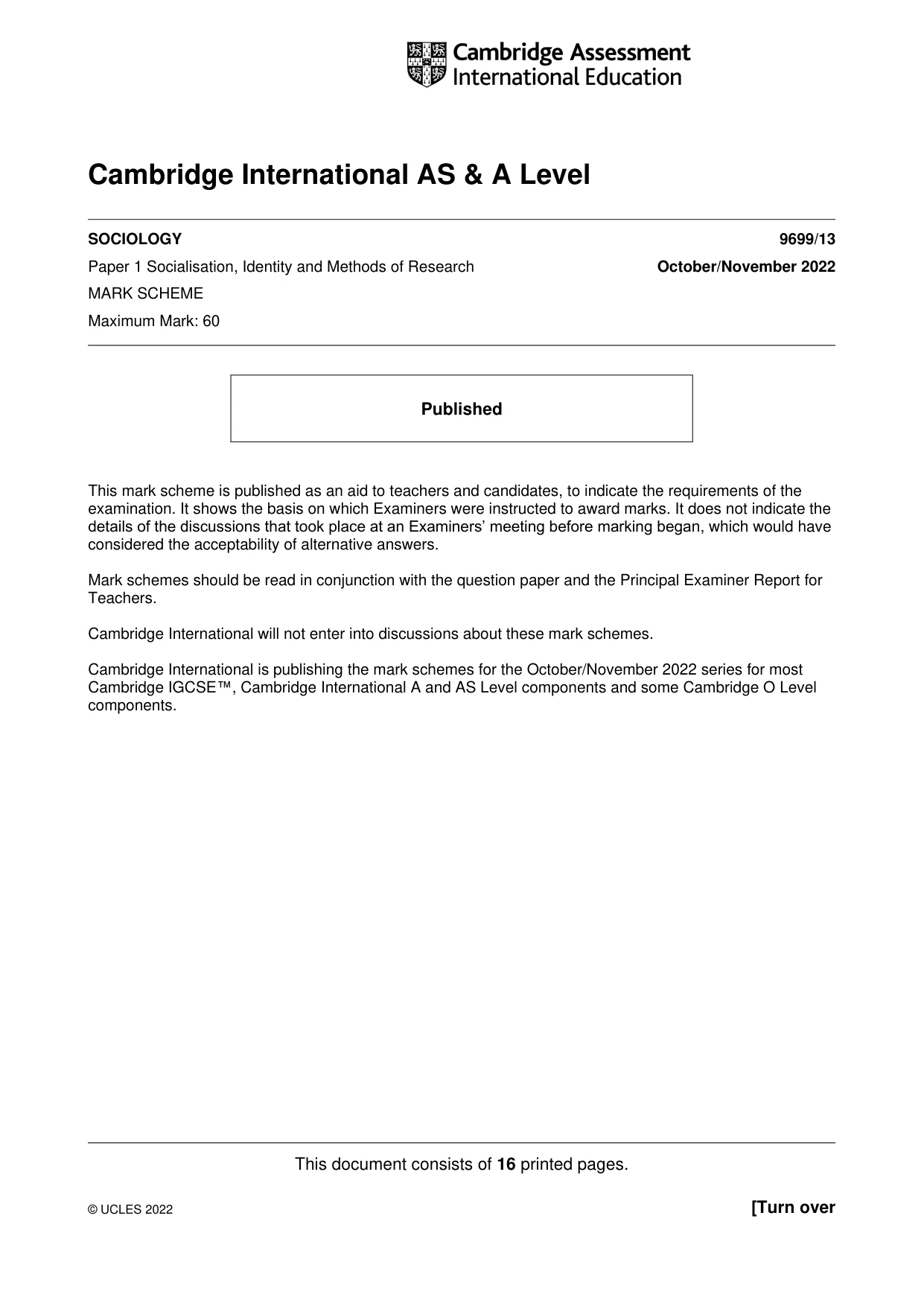 Mark scheme, page 1 of 16