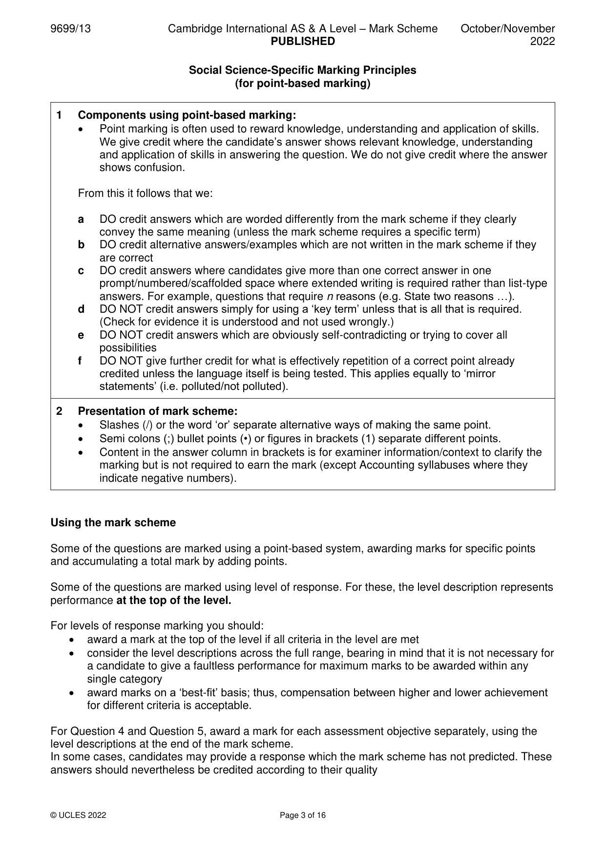 Mark scheme, page 3 of 16