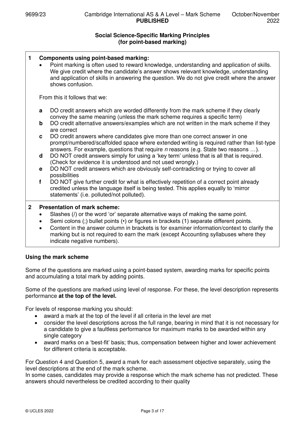 Mark scheme, page 3 of 17