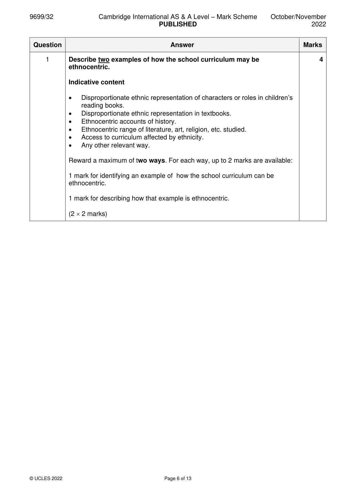 Mark scheme, page 6 of 13