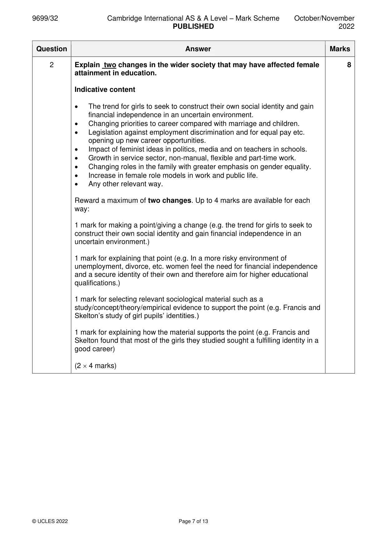 Mark scheme, page 7 of 13
