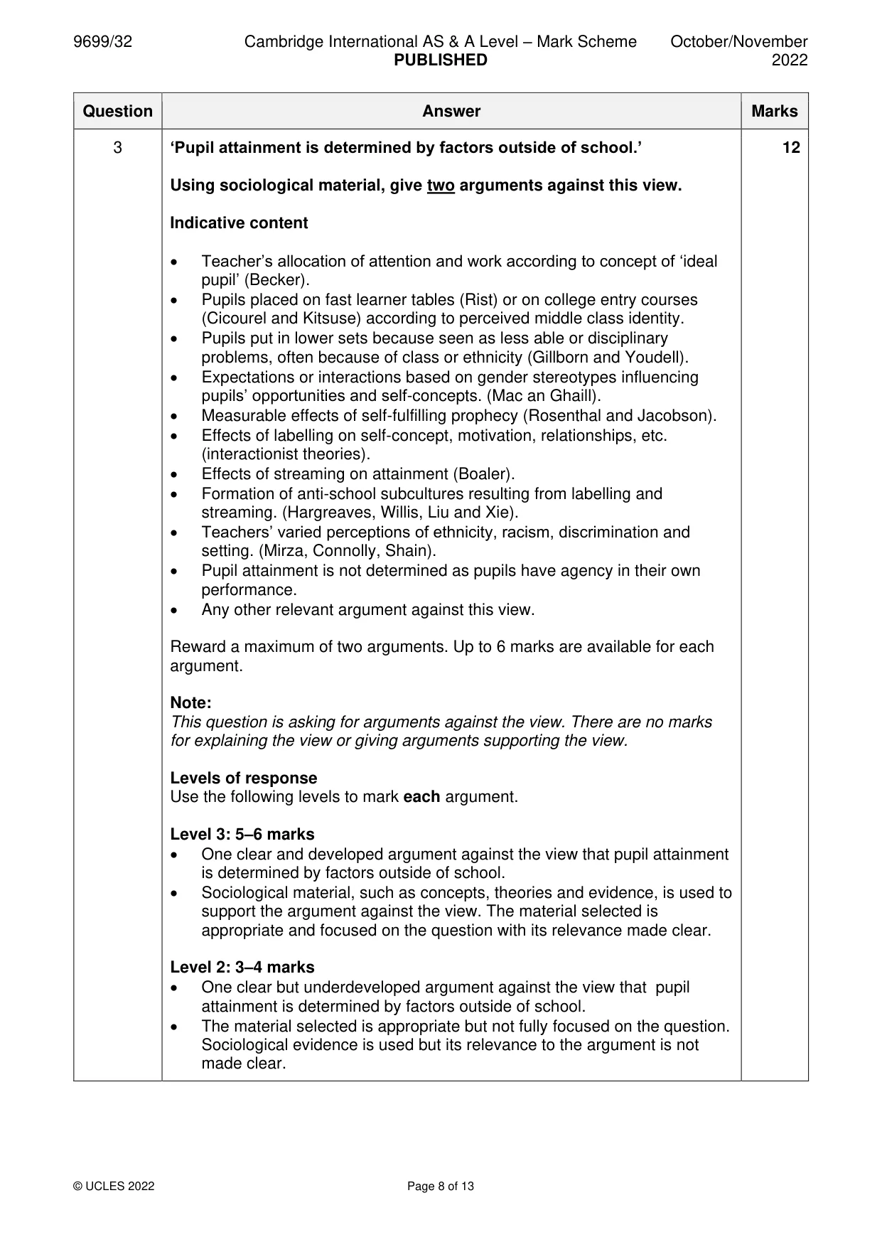 Mark scheme, page 8 of 13