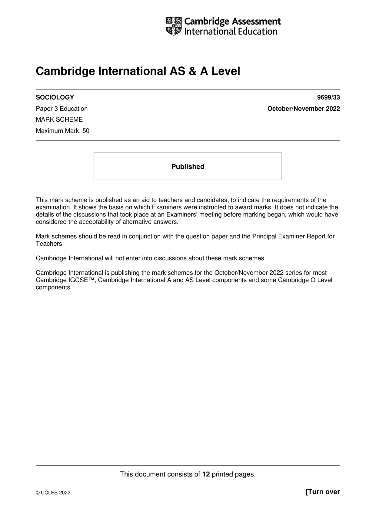 Mark scheme, page 1 of 12
