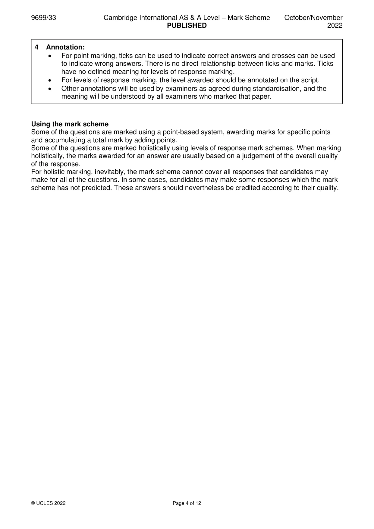 Mark scheme, page 4 of 12