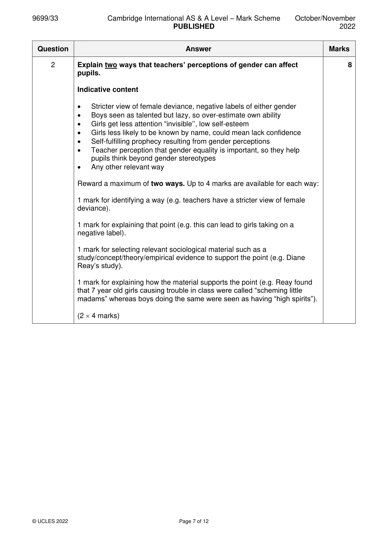 Mark scheme, page 7 of 12
