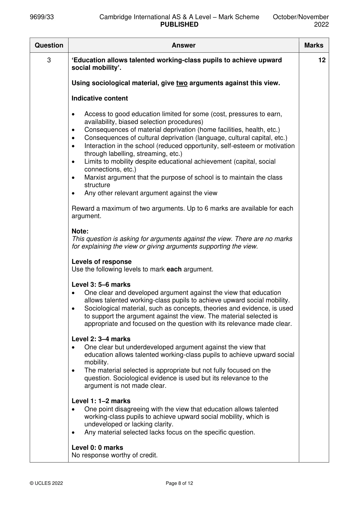 Mark scheme, page 8 of 12