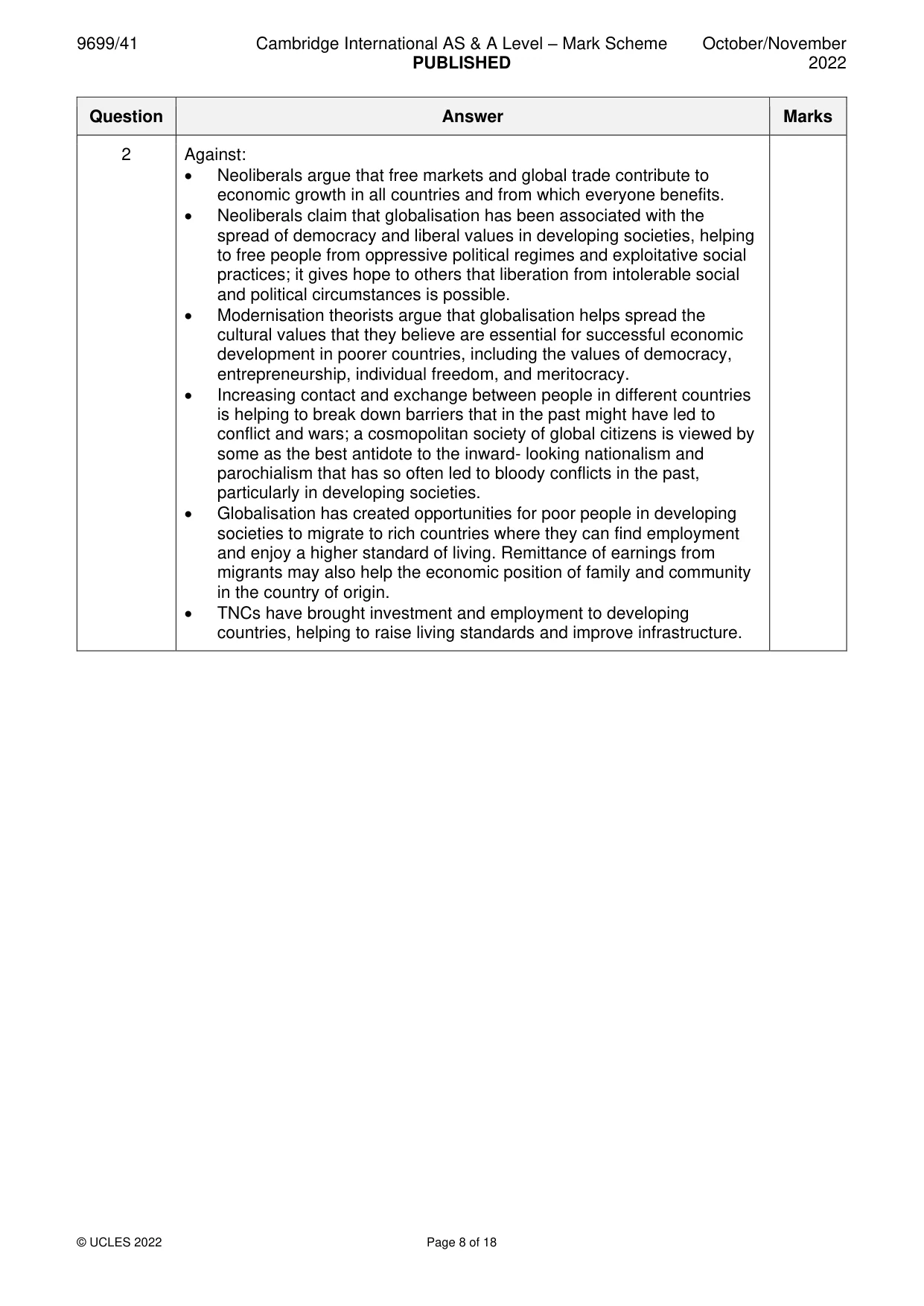 Mark scheme, page 8 of 18