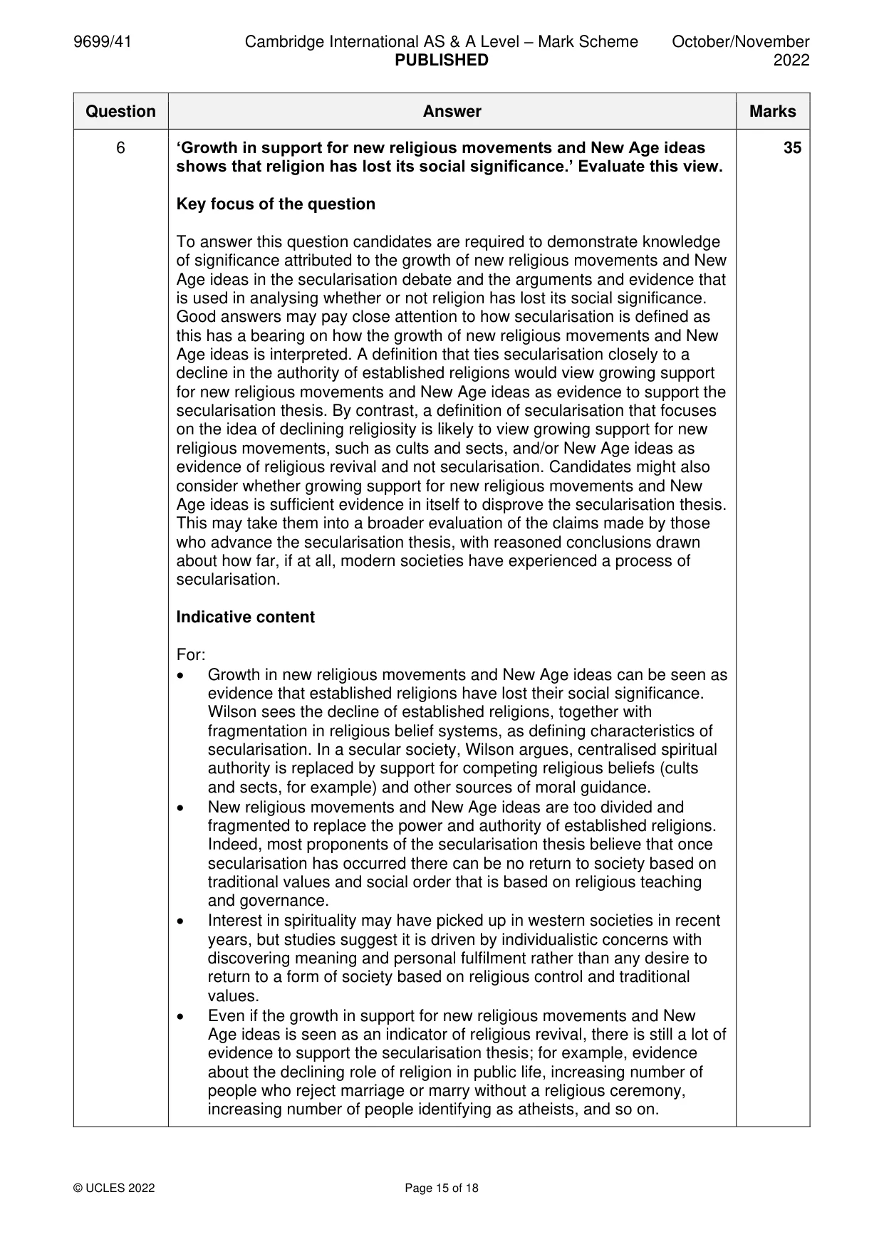 Mark scheme, page 15 of 18