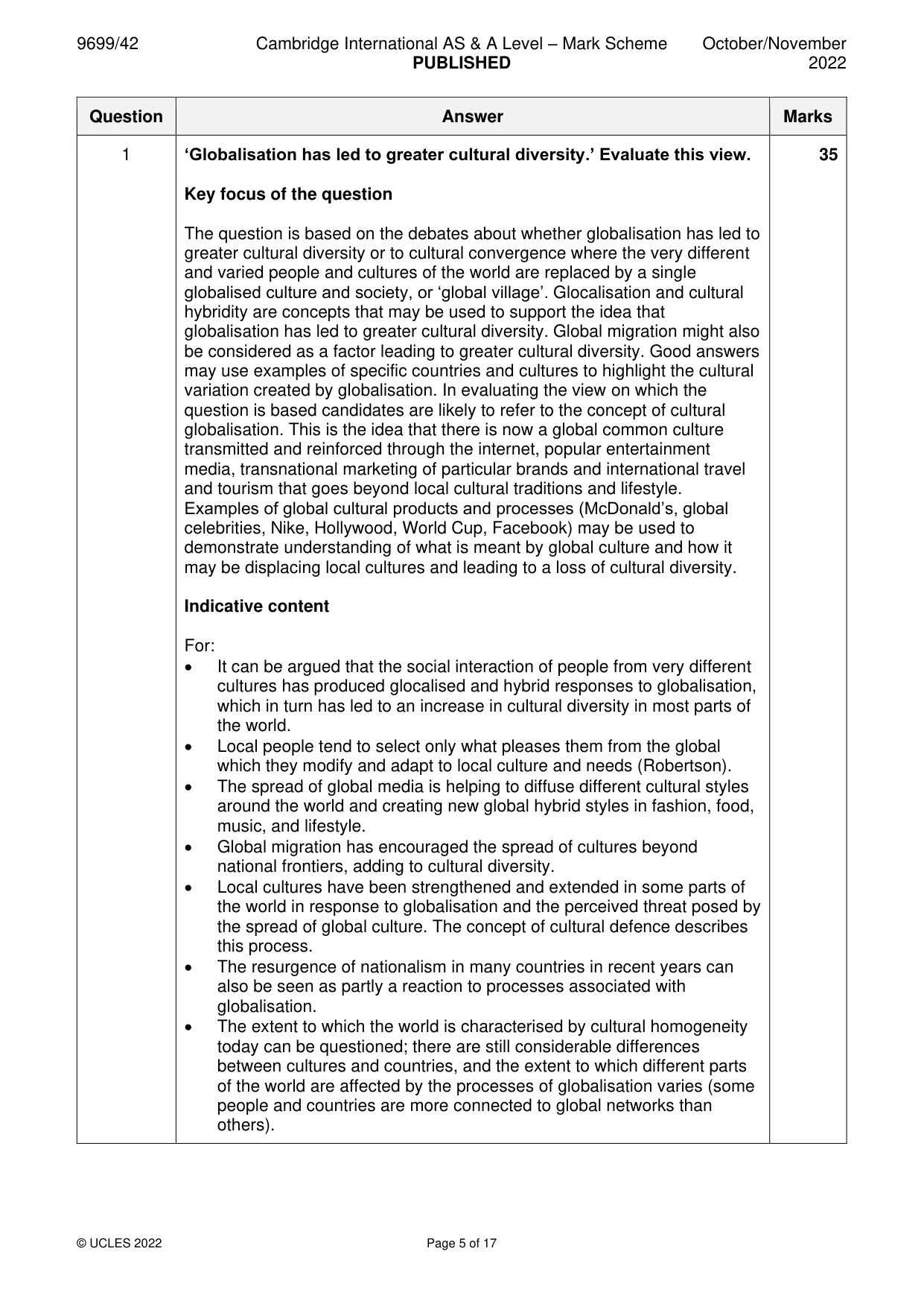 Mark scheme, page 5 of 17