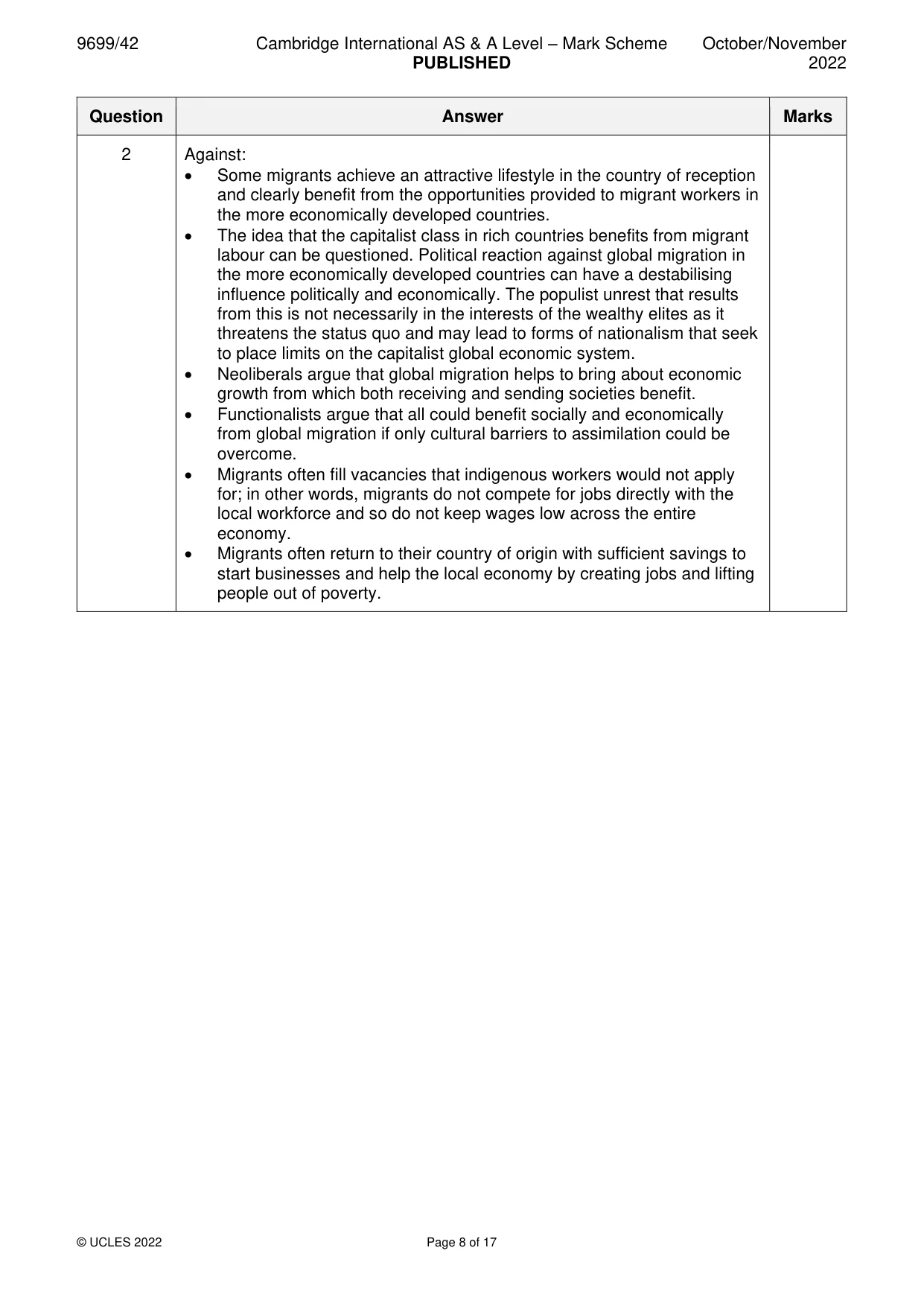 Mark scheme, page 8 of 17