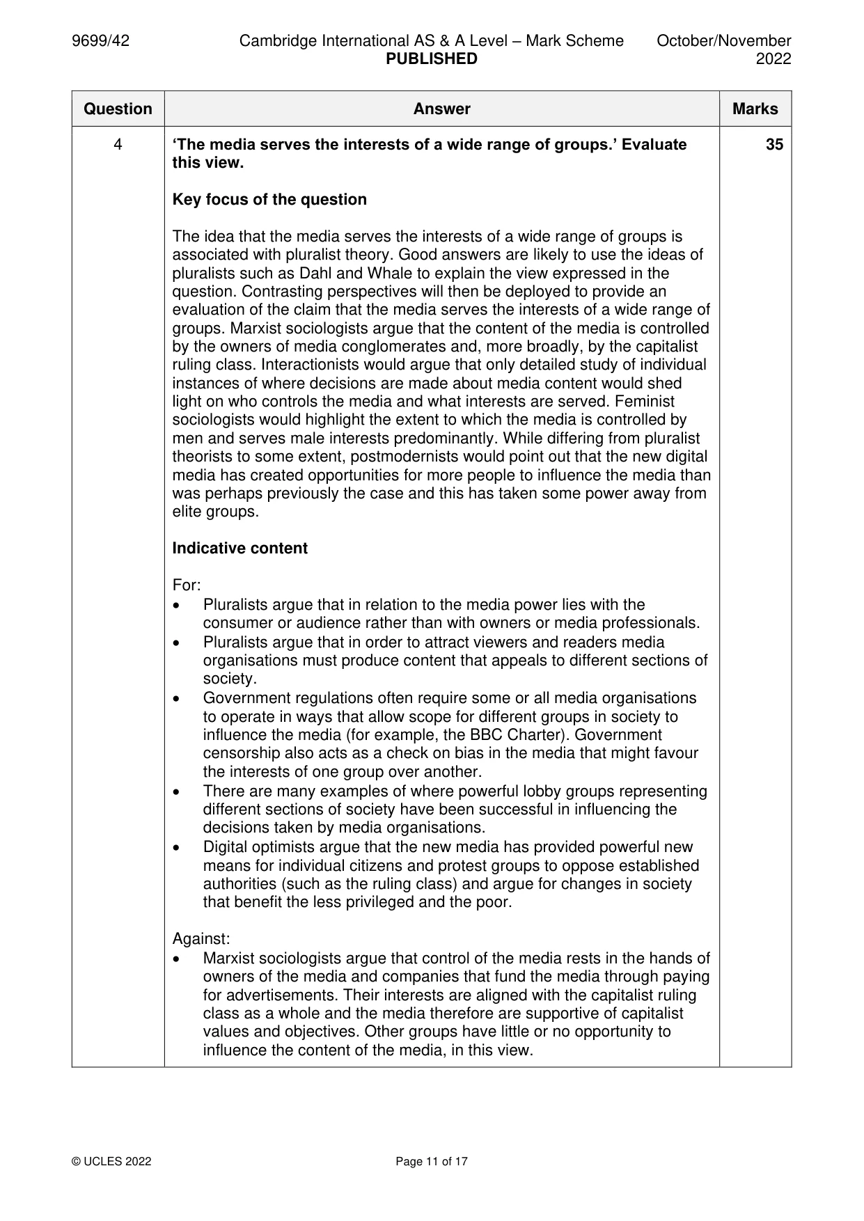 Mark scheme, page 11 of 17