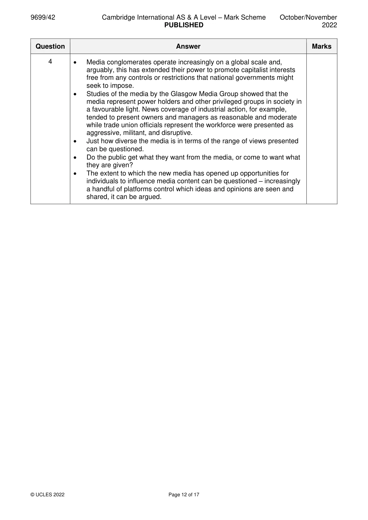 Mark scheme, page 12 of 17