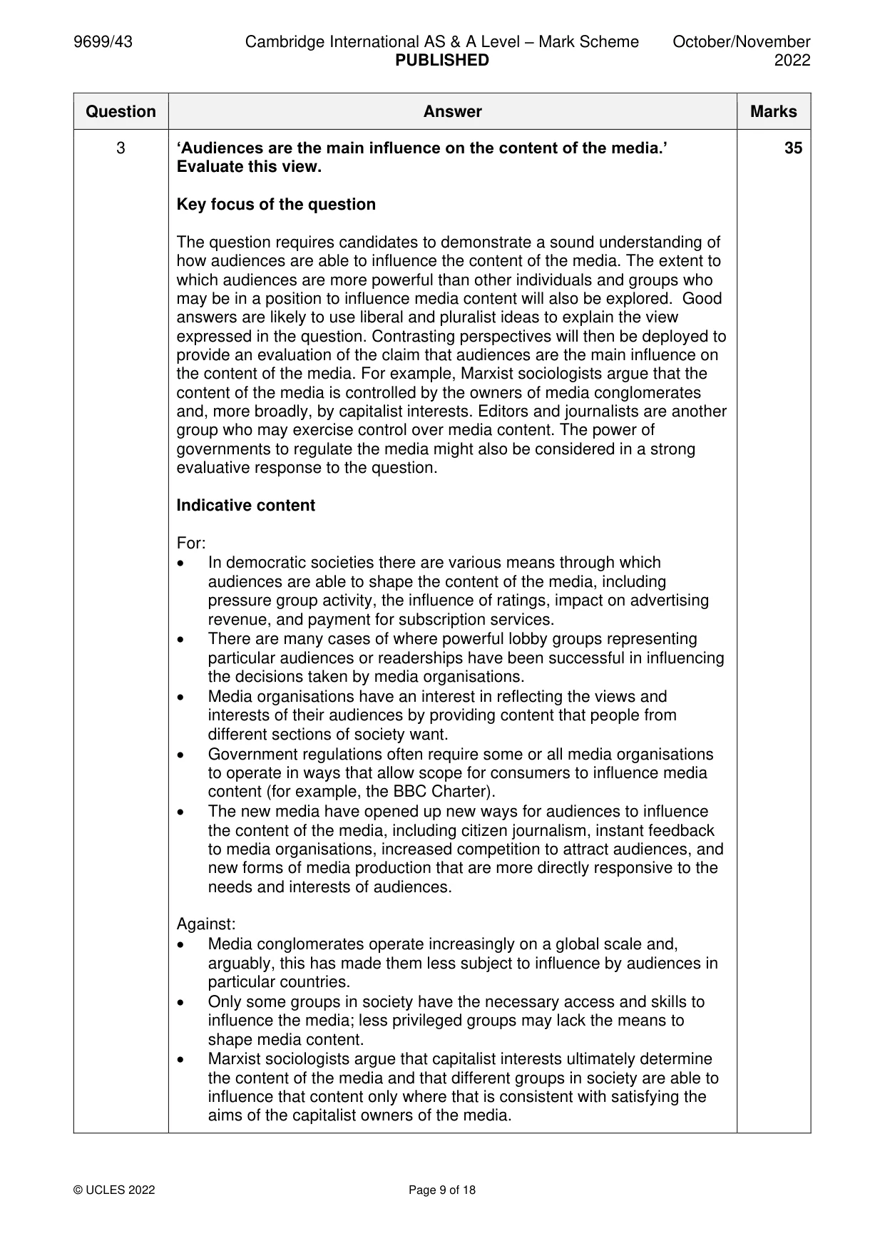 Mark scheme, page 9 of 18