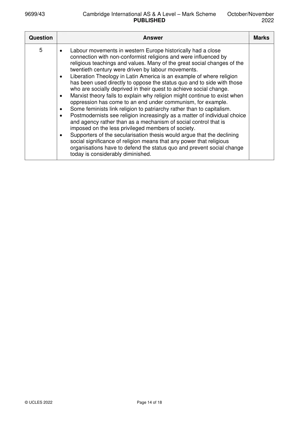 Mark scheme, page 14 of 18