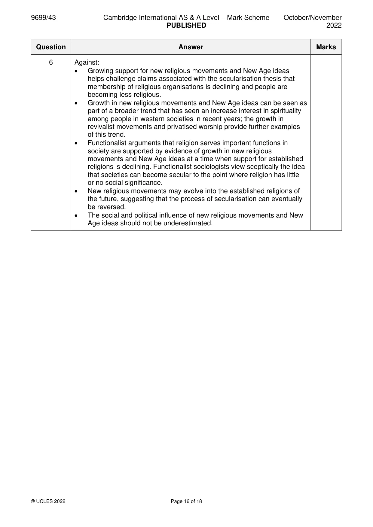 Mark scheme, page 16 of 18