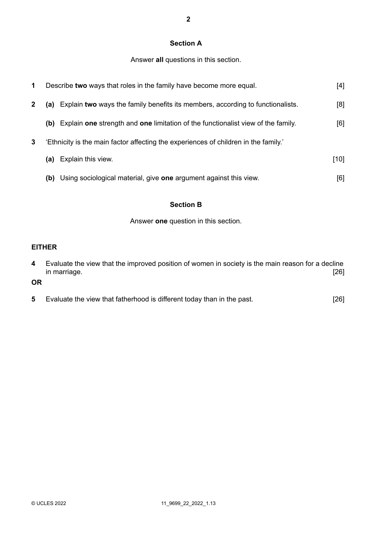Cambridge A Level Sociology 9699 2022 Oct/Nov Paper 2 · Variant 2 question paper, page 2 of 4