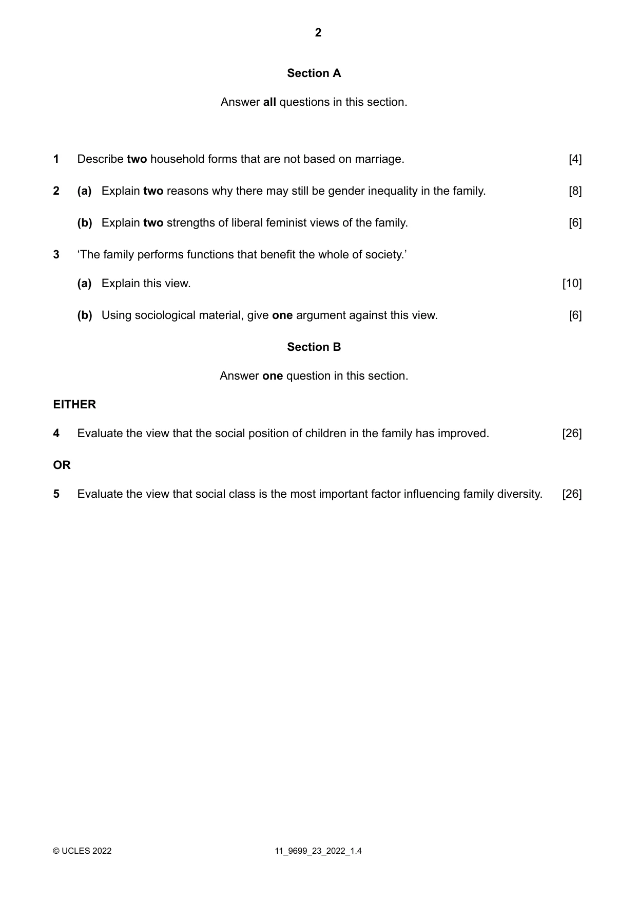 Cambridge A Level Sociology 9699 2022 Oct/Nov Paper 2 · Variant 3 question paper, page 2 of 4