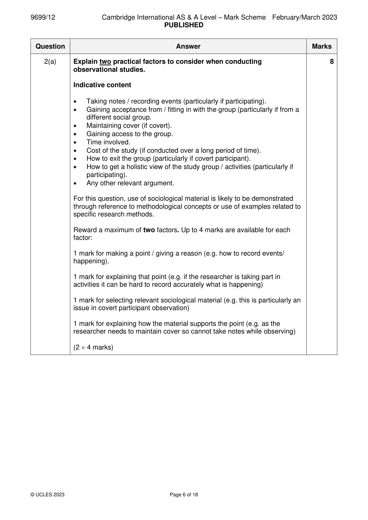 Mark scheme, page 6 of 18