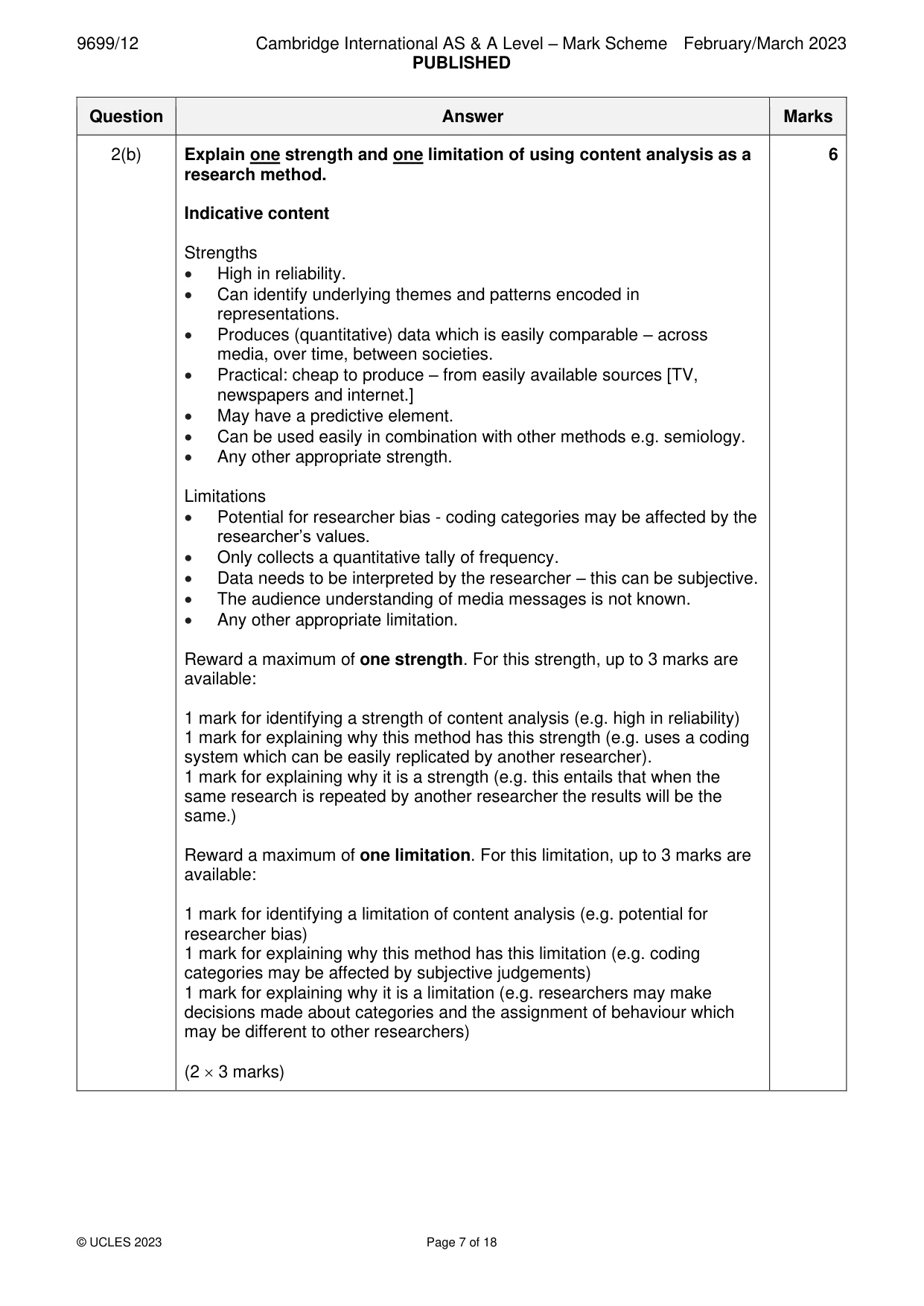 Mark scheme, page 7 of 18
