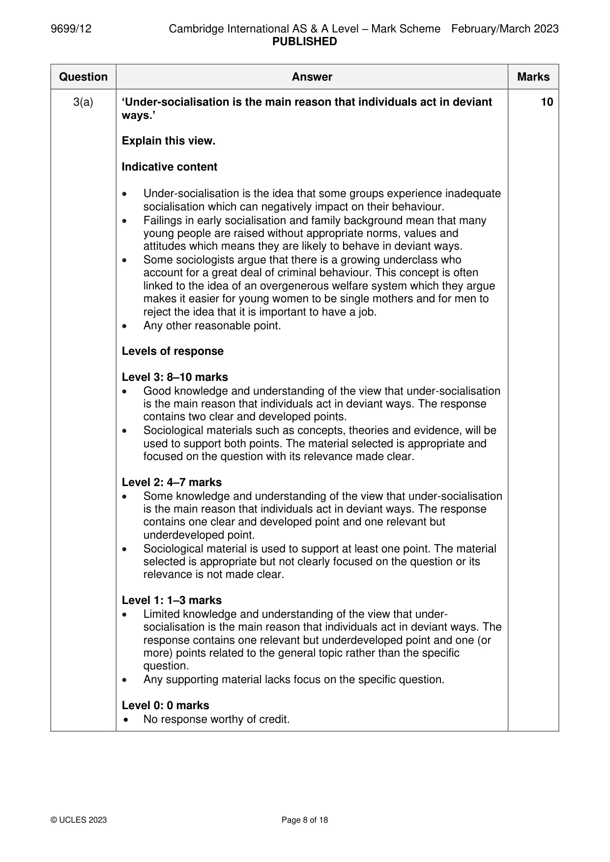 Mark scheme, page 8 of 18
