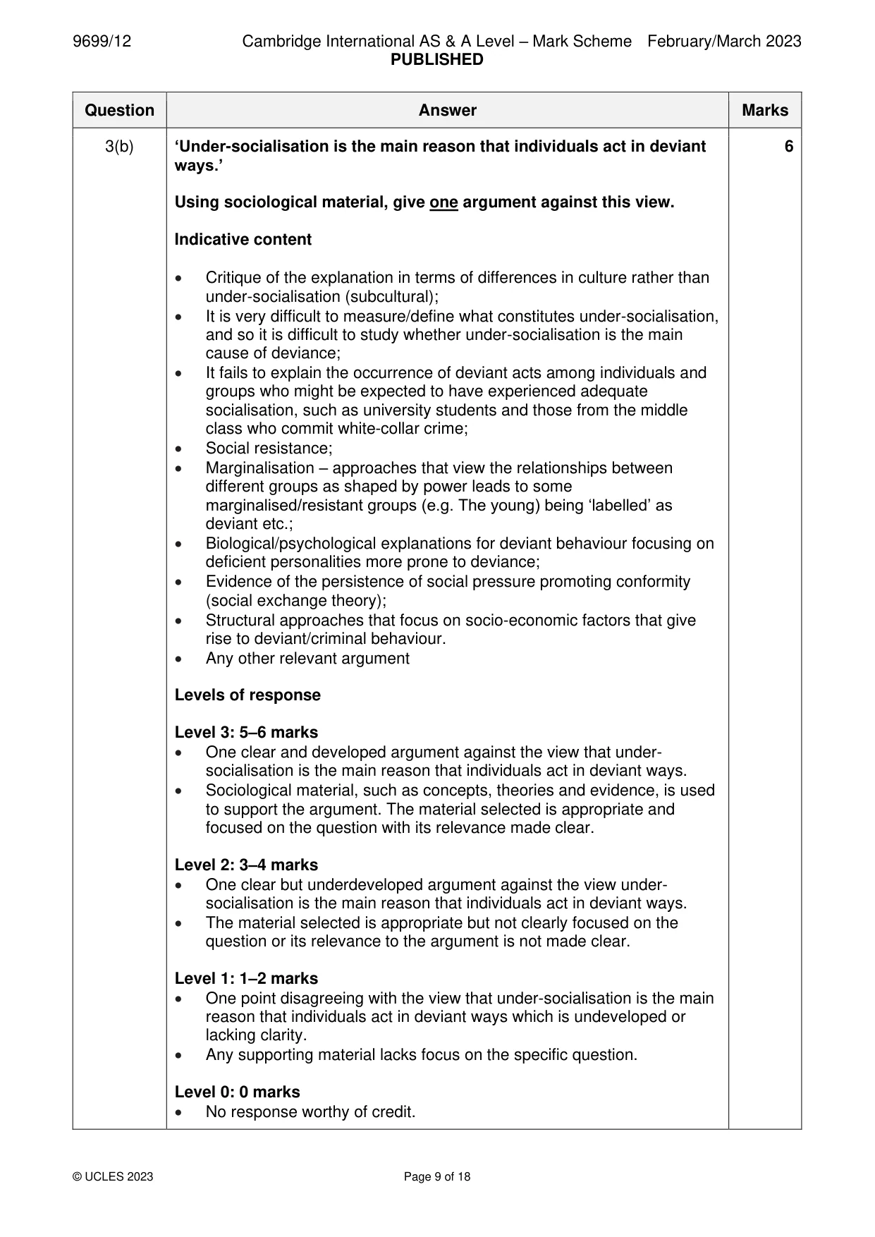 Mark scheme, page 9 of 18